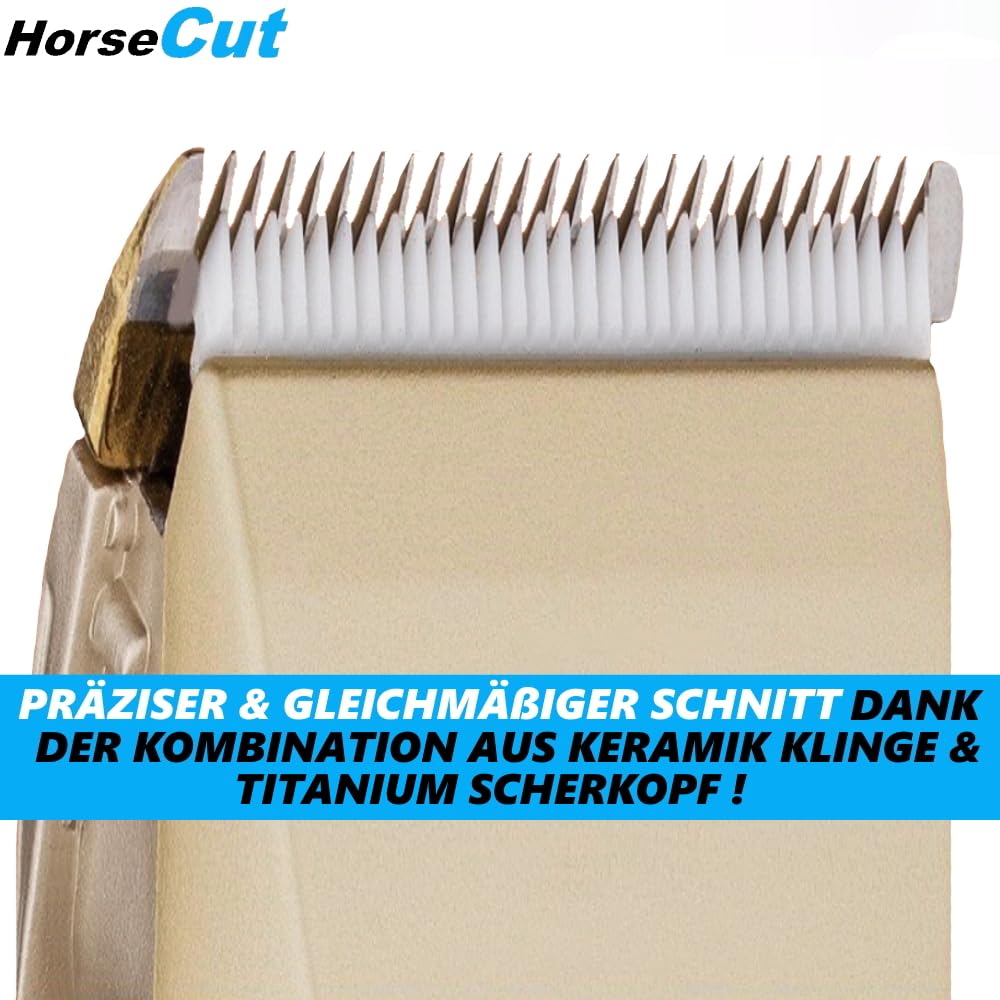 Horzecut - Cortapelos para caballos, extremadamente silencioso, con batería, cortapelos de caballos, manejable y ligera