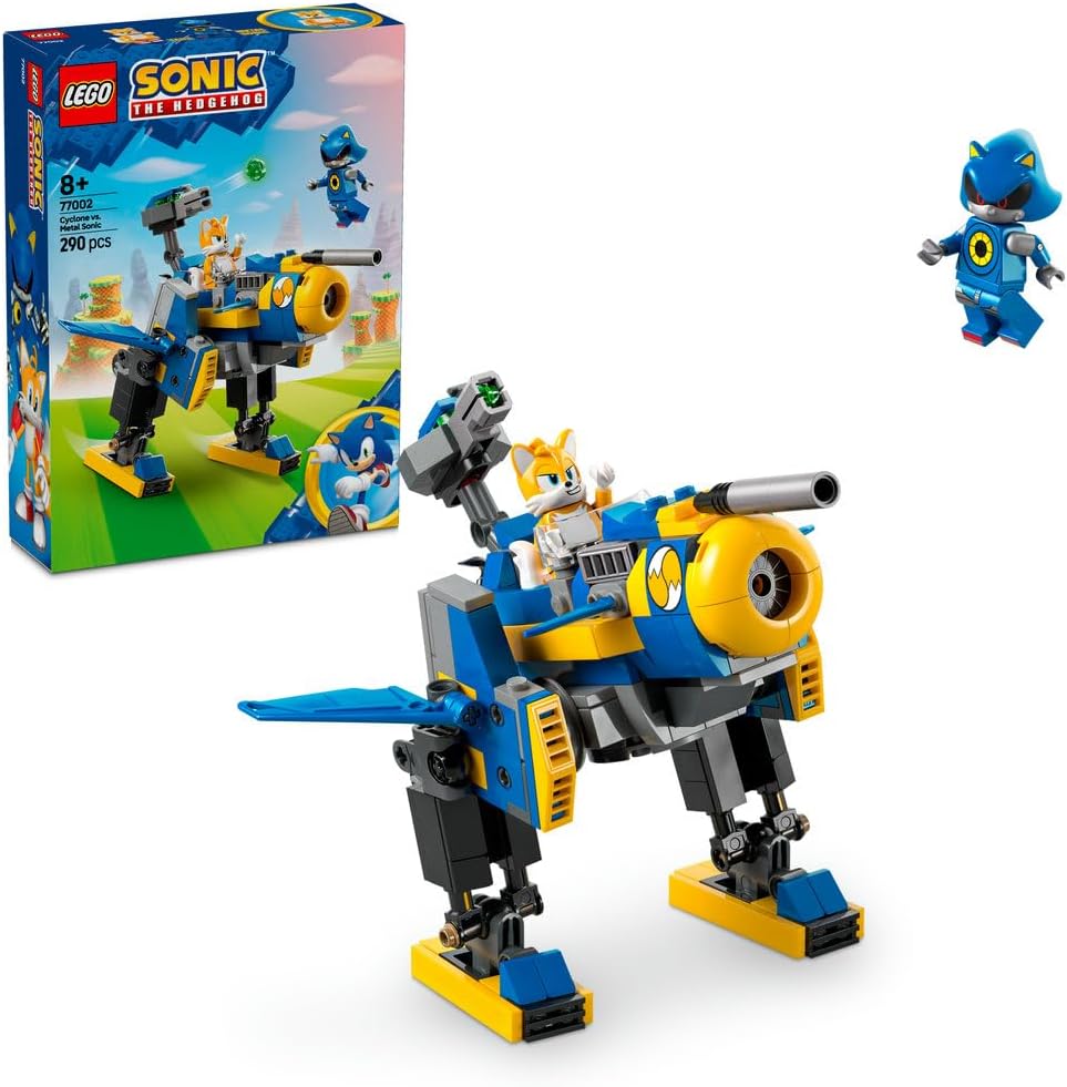 Sonic the Hedgehog Cyclone vs. Metal Sonic Toy - Collectible Mech Figure with 2 Video Game Minifigures - Gift Idea for 8+ Year Old Boys or Girls & Teenage Gamers - 77002