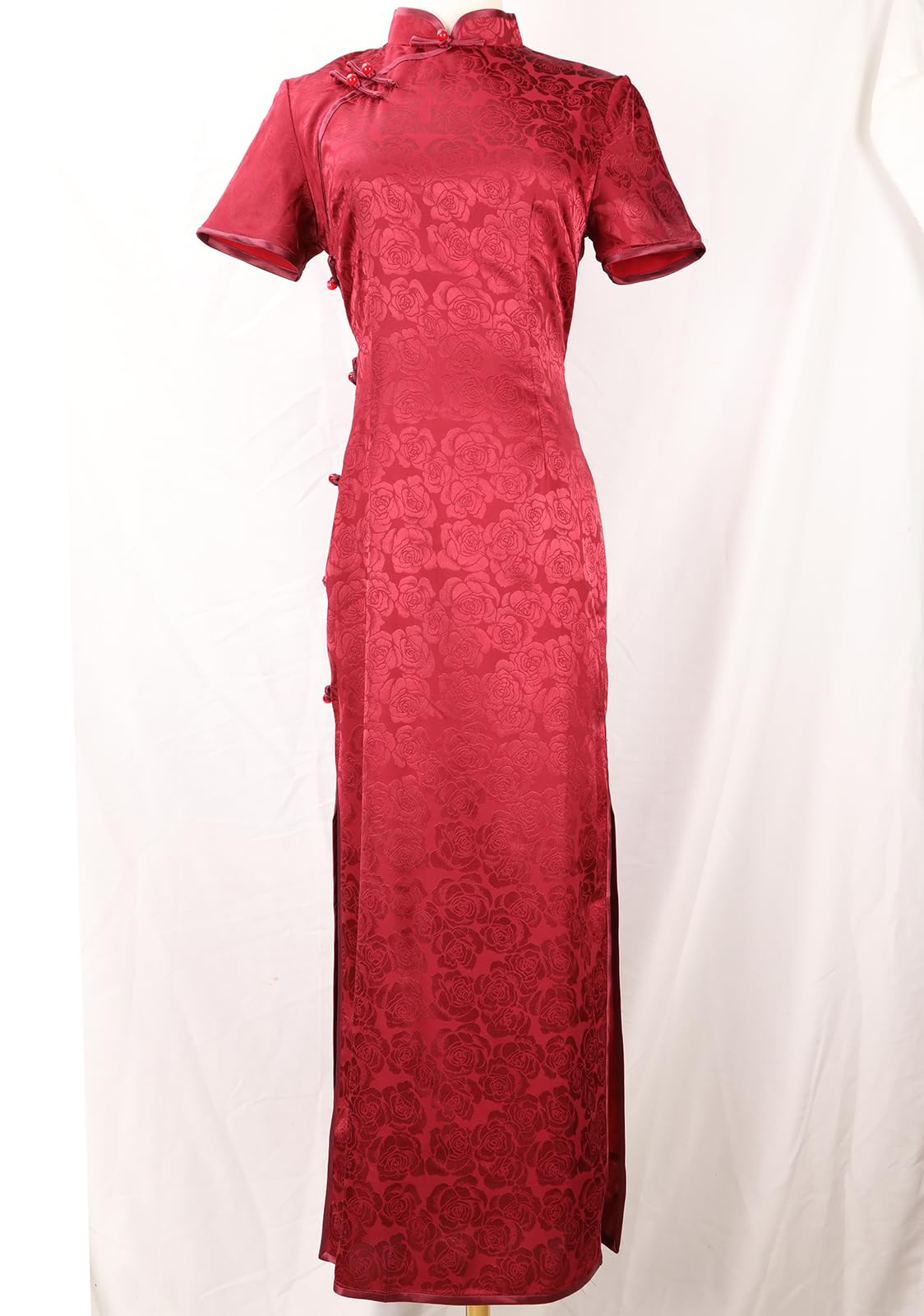 Vestidos chinos para mujer, cuello mandarín cheongsam, corte ajustado, manga corta, estampado floral, sexy, abertura lateral, Qipao