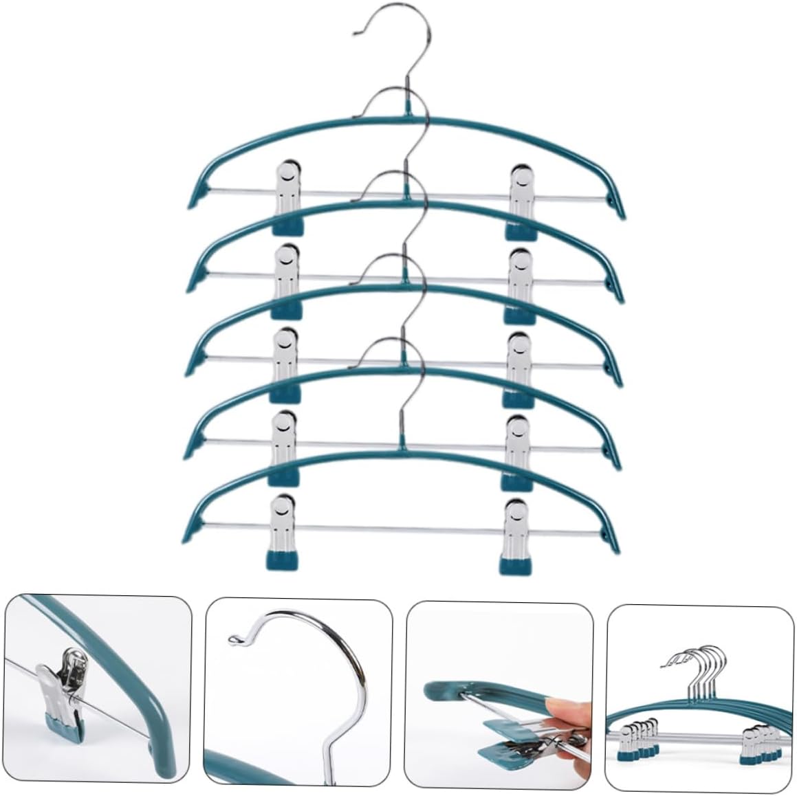 Happyyami 5pcs Non- Clothes Hanging Rack Clips Practical Semi-Circle Design for Skirts Pants and More Space Saving Household Laundry