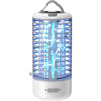 Anysun Electric Insect Killer Mosquito Lamp Camping with LED Light for Indoor and Outdoor Use 3000 V Mosquito Lamp Waterproof Fly Trap Electric for Home Patio Garden Camping Grey