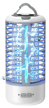 Anysun Electric Insect Killer Mosquito Lamp Camping with LED Light for Indoor and Outdoor Use 3000 V Mosquito Lamp Waterproof Fly Trap Electric for Home Patio Garden Camping (Grey)