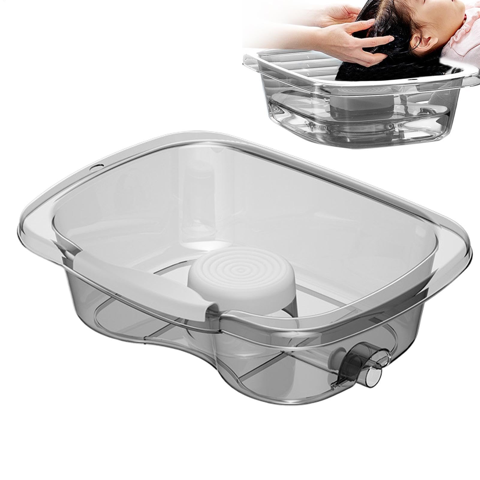 Przenośna umywalka na szampon do łóżka, ergonomiczna taca do mycia włosów z odpływem do spania, osób starszych, niepełnosprawnych, kobiet w ciąży - lekka umywalka do mycia włosów przy łóżku