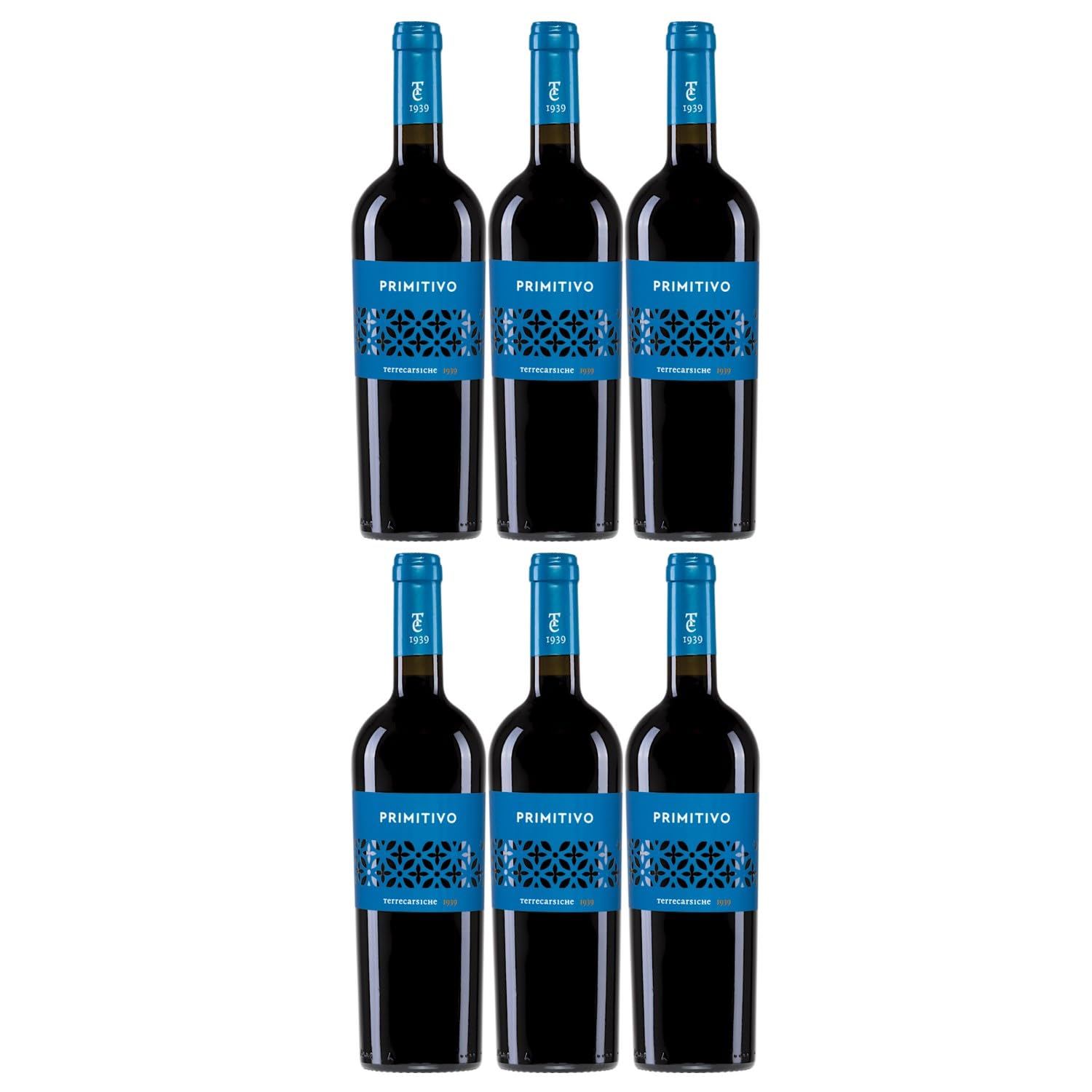 Terrecarsiche1939 Primitivo Terrecarsiche Halbtrocken Rotwein Italien inkl. FeinWert E-Book (6 x 0,75 l)