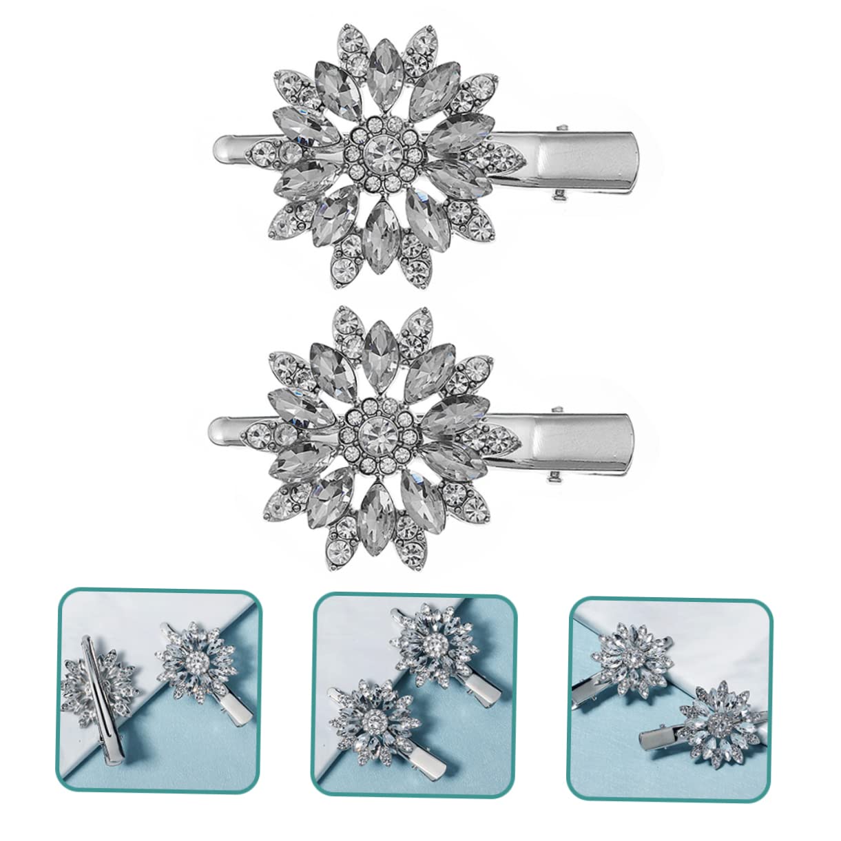 Beavorty 5 Set Di Fermagli Per Con Doppio Fiore E Strass Per Donne Con Fermaglio Per Su Tutti I Lati Per Decorazioni Da Donna Per Shopping E Feste 2 Pezzi*5