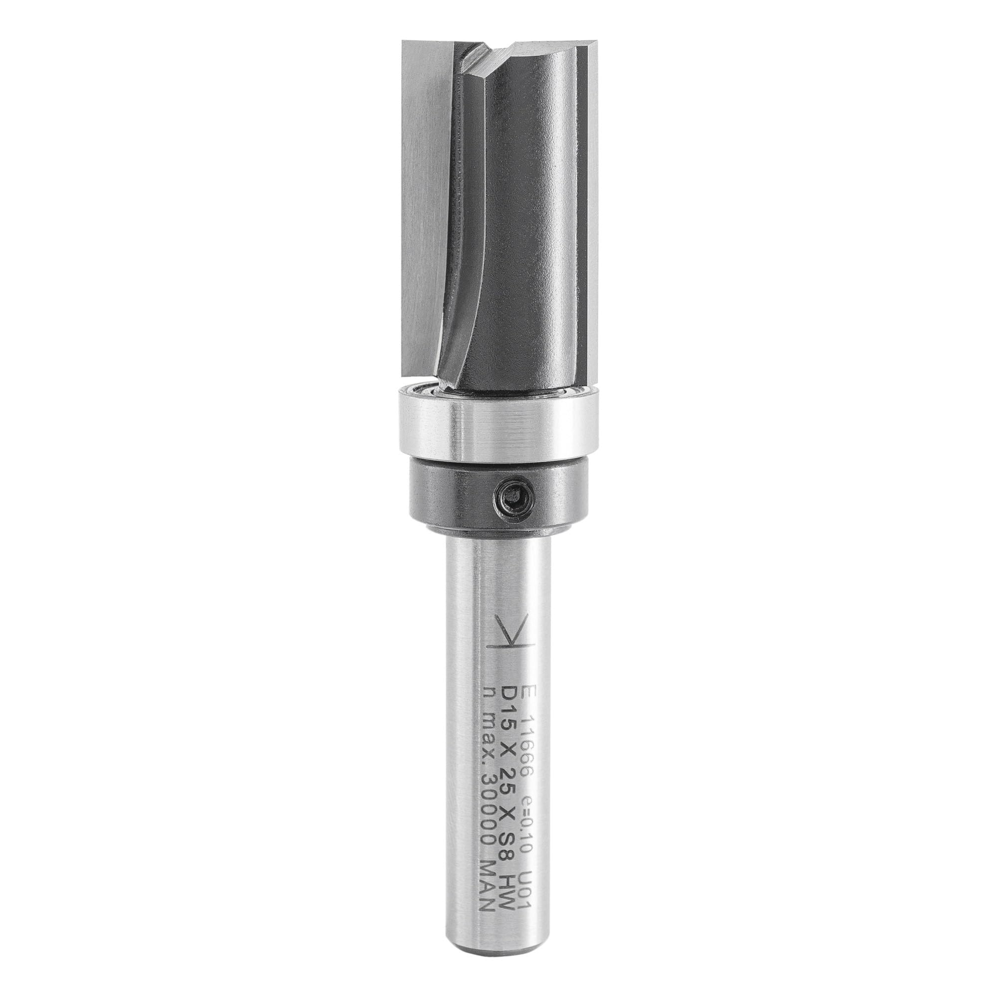 Fraise à Affleurer 8mm Avec Roulement Supérieur/Inférieur - Carbure Tungstène - 25mm