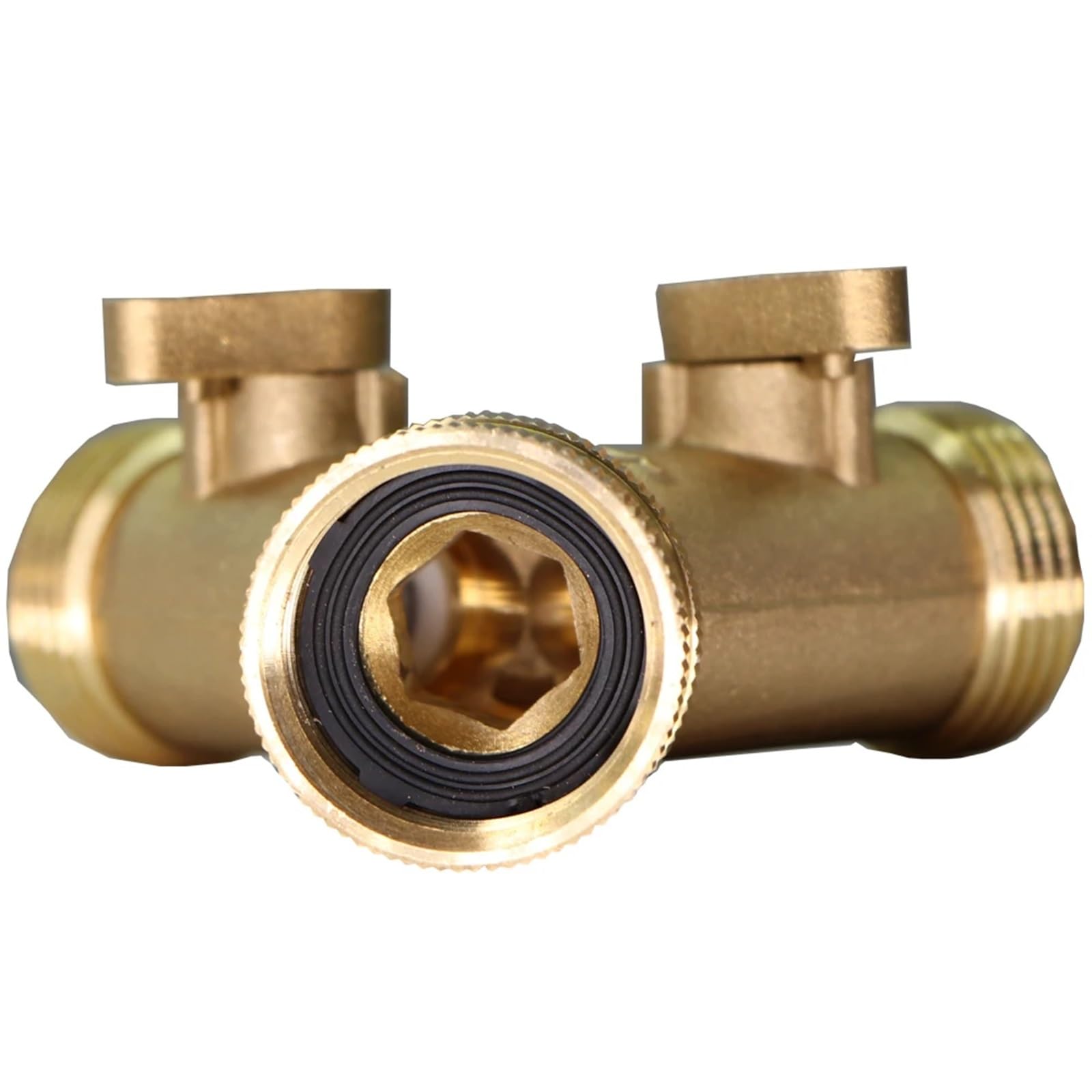 Messing 3/4" Gartenschlauch-Splitter 2-Wege-Kugelhahn Y-Typ Bewässerungsanschluss for den Wasserhahn-Schlauchadapter for den Außenbereich(C-1PCS)