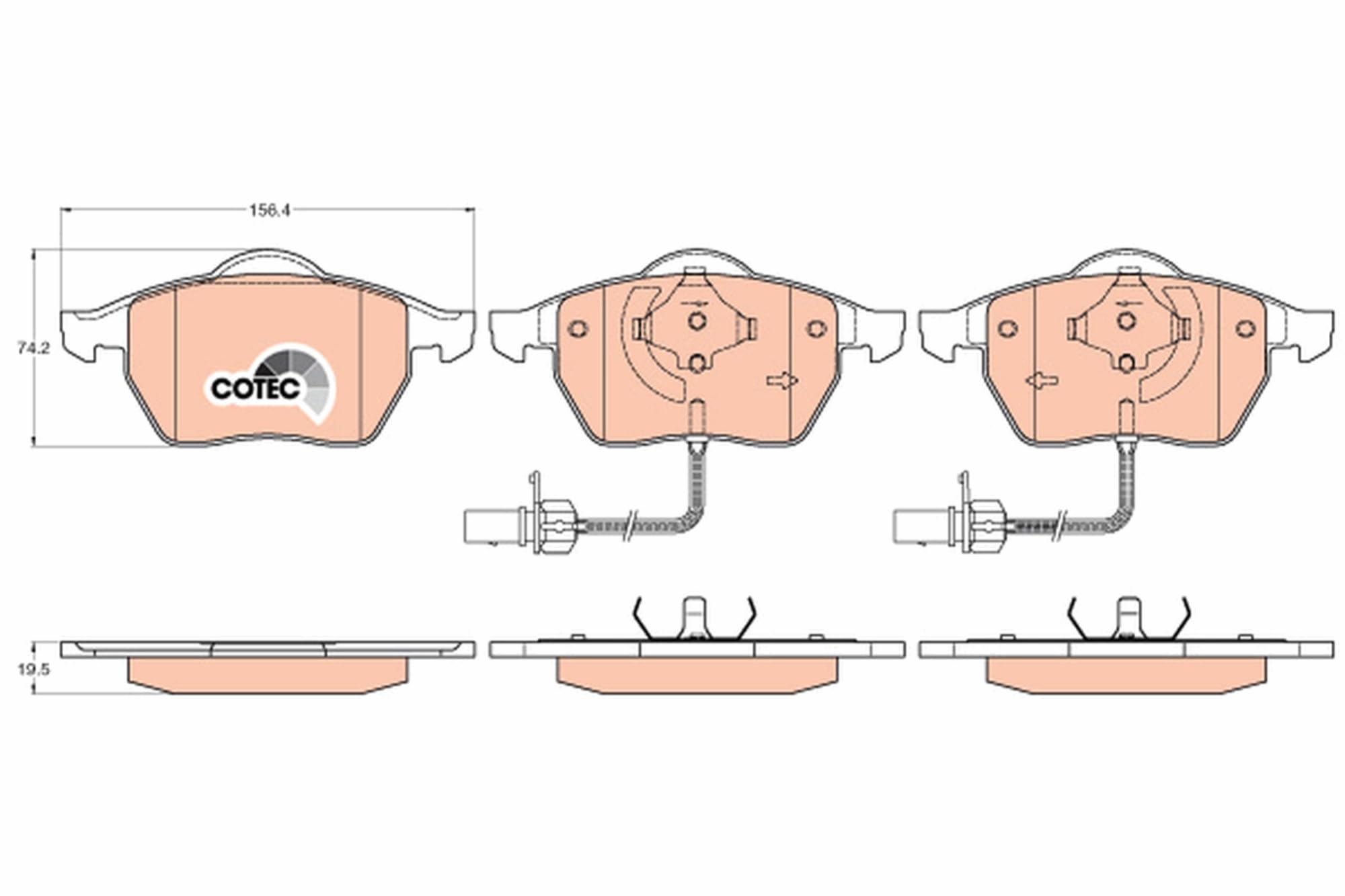 Image secondaire de TRW GDB1307 Kit De Plaquettes De Frein Frein à Disque COTEC pour Volkswagen Passat B6 (3C2) 2005-2011 Essieu Avant et autres véhicules