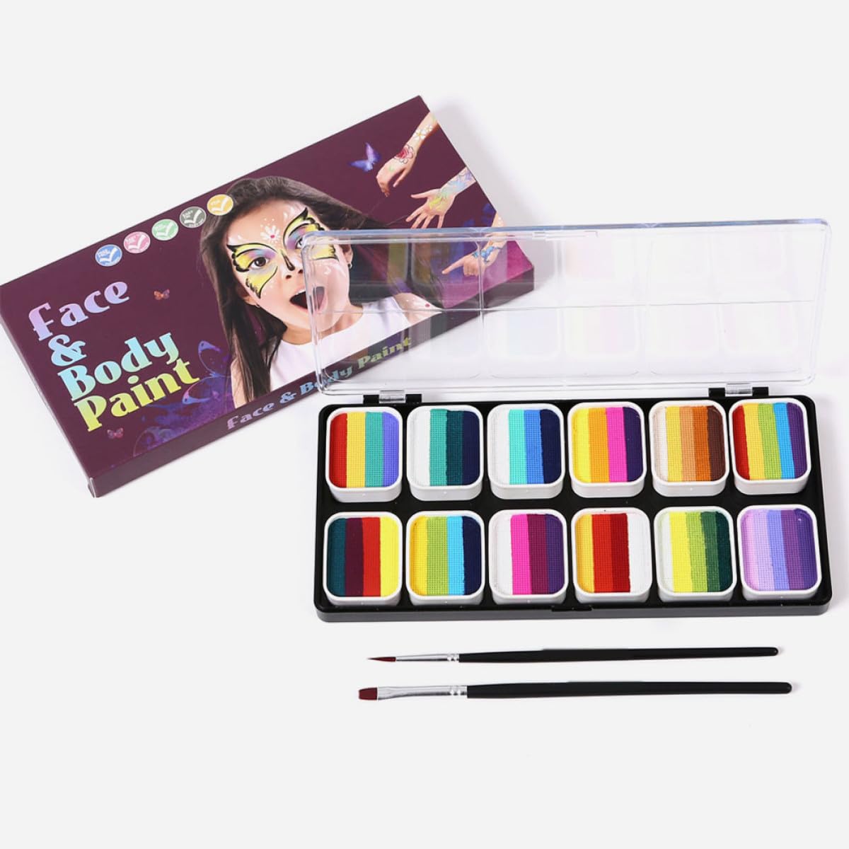 Kit de Pintura Facial para Adultos de 12 Colores con 12 Compartimentos