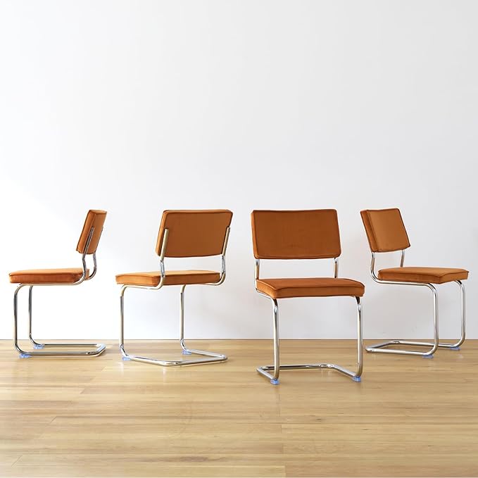 Velvet Dining Chairs,Mid Century Morden Dining Chairs, Minimalistic Style Kitchen & Dining Room Chairs, Upholstered Comfort Chairs with Chrome Metal Legs