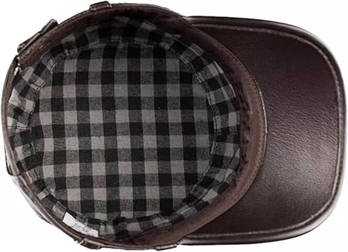 Men's Leather Trucker Dad Hat Flat Top Adjustable ?Classic Baseball Cap (Black-XXL