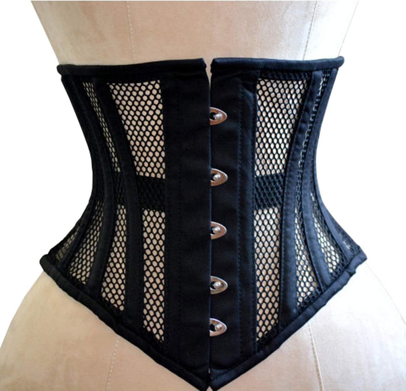 Heavy Duty Steel Boned Waist Trainer Shaper Womens Underbust Mesh Corset