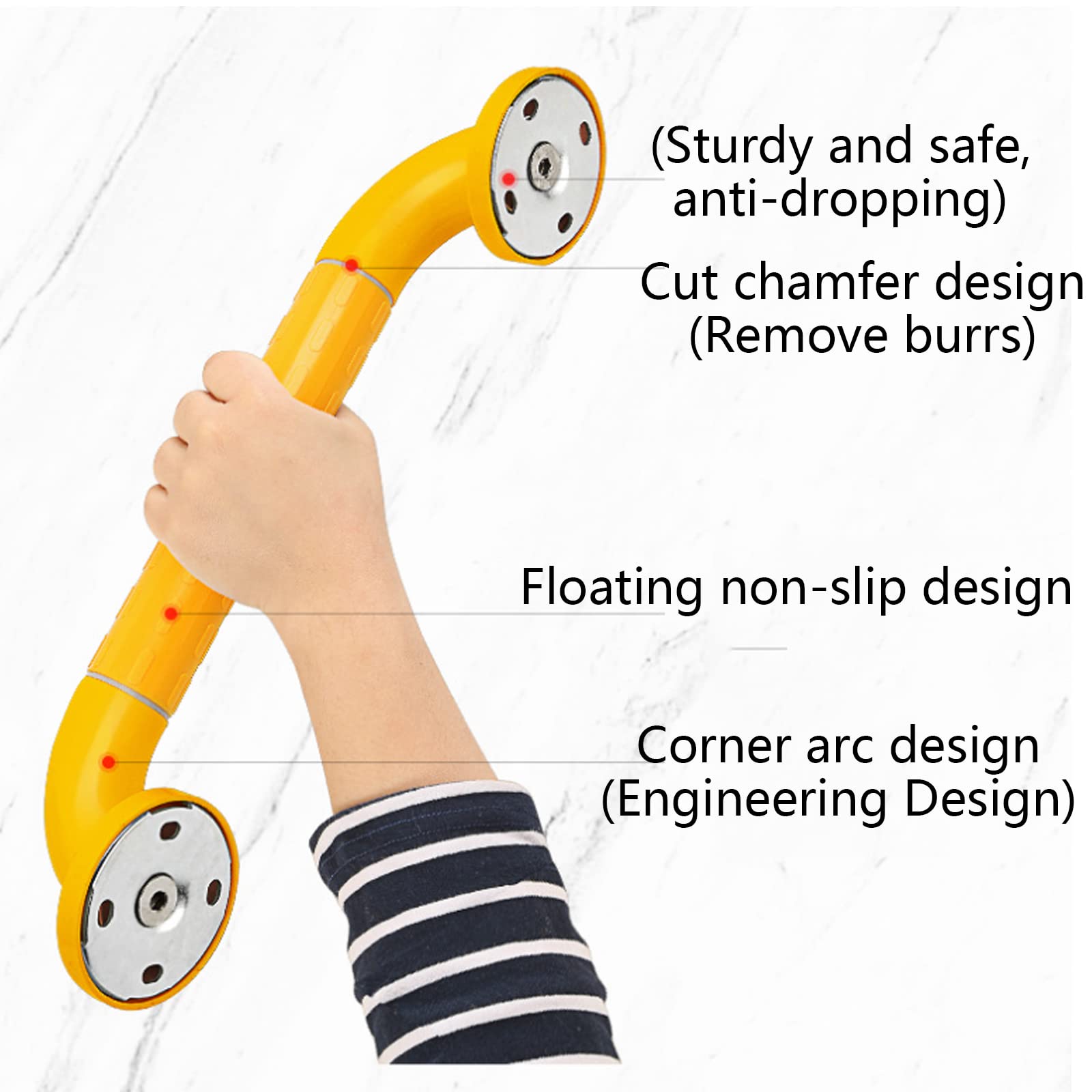 Barras de agarre para seguridad en la ducha – Mango antideslizante para baño – Diseñado para personas mayores, ancianos, discapacitados y personas embarazadas – 40 cm