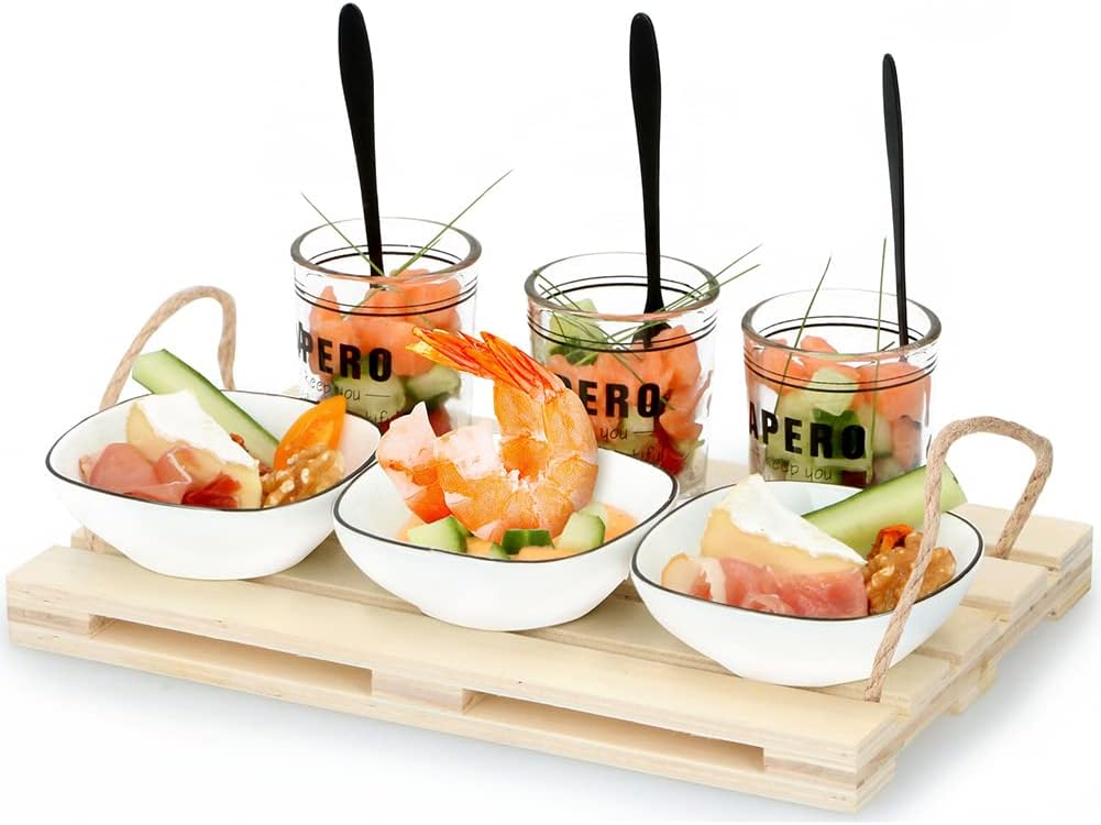 Tre Ciotole Set 6 Ciotoline Aperitivo In Acciaio Inossidabile Dorato Con 3 Cucchiai - GOIYZTTR Set Aperitivo Inox