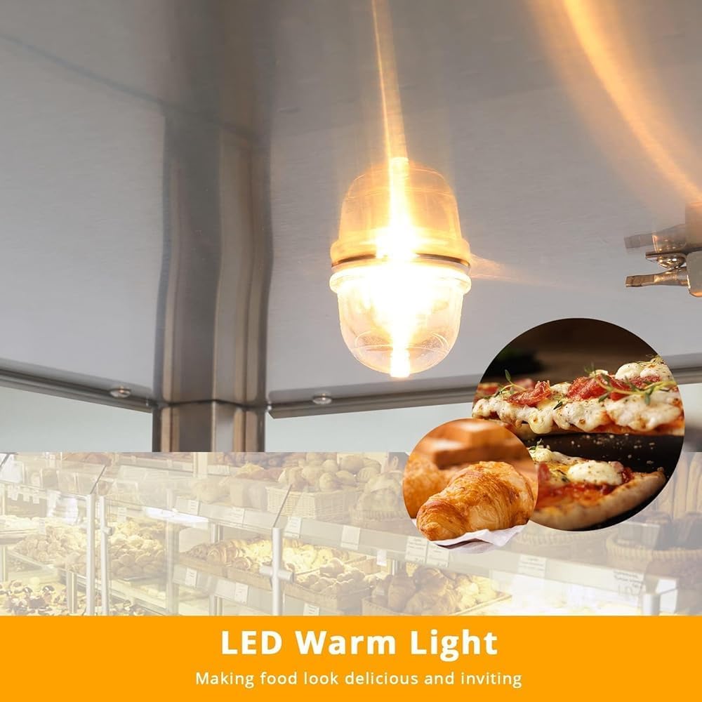 Vetrina riscaldante commerciale in acciaio inox per torte, espositore da banco a 3 livelli con illuminazione a LED, ripiani rimovibili, temperatura regolabile, ideale per buffet e ristoranti.