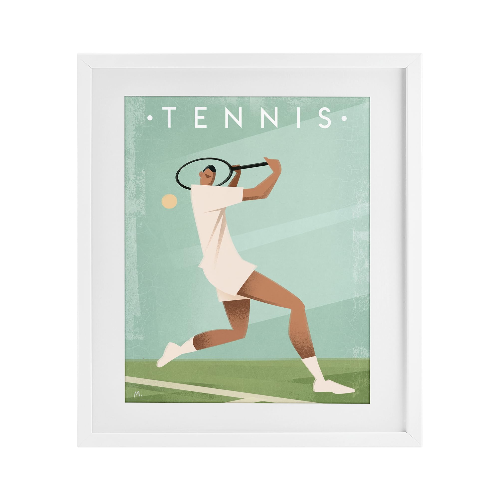 'Vintage Tennis Swing'| Framed Print Under Glass