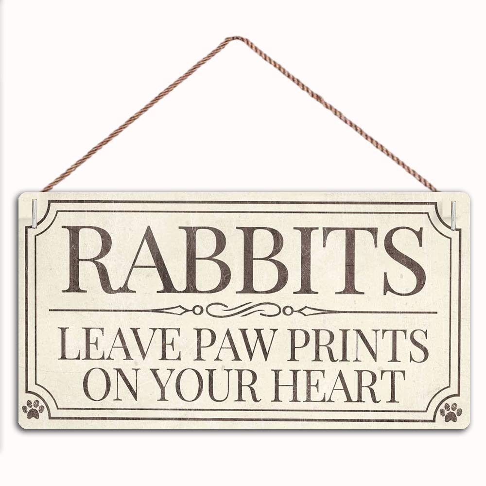 Rabbits Leave Paw Prints On Your Heart Gift Sign Plaque for Rabbit Owners,Family Decor Sign,Wall Door Sign,12" X 6"Sign(30151028)