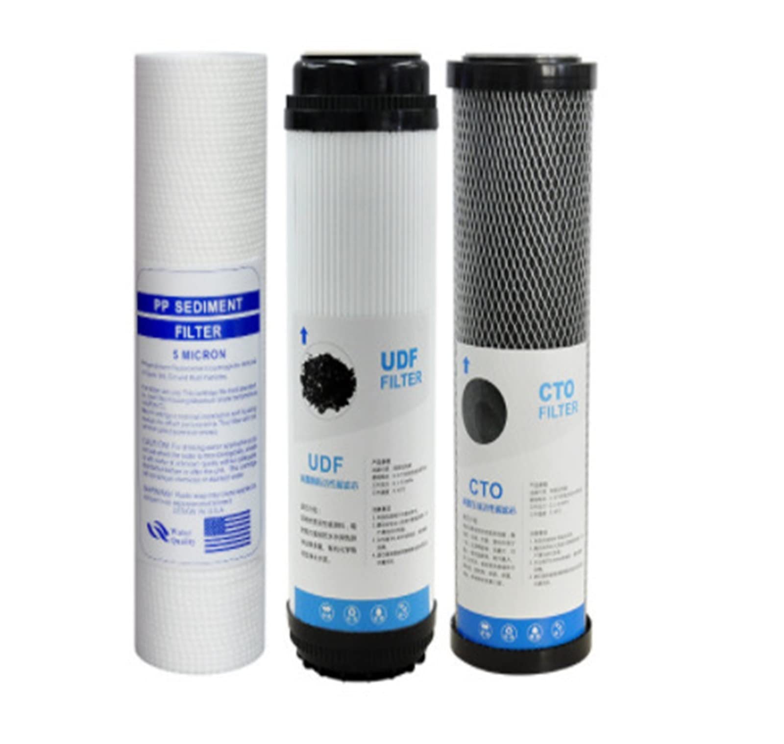 10Inch Water Filter Cartridge CTO/UDF/PP Water Filter Actived Carbon Whole Water Filter System Accessories(Bianco)