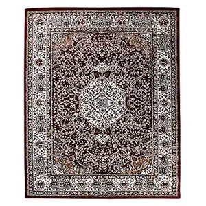 CARPET PLANET Persian Kashmiri Wool Carpet for Bed Room and Living Room (Red, 5 x 7 FT)
