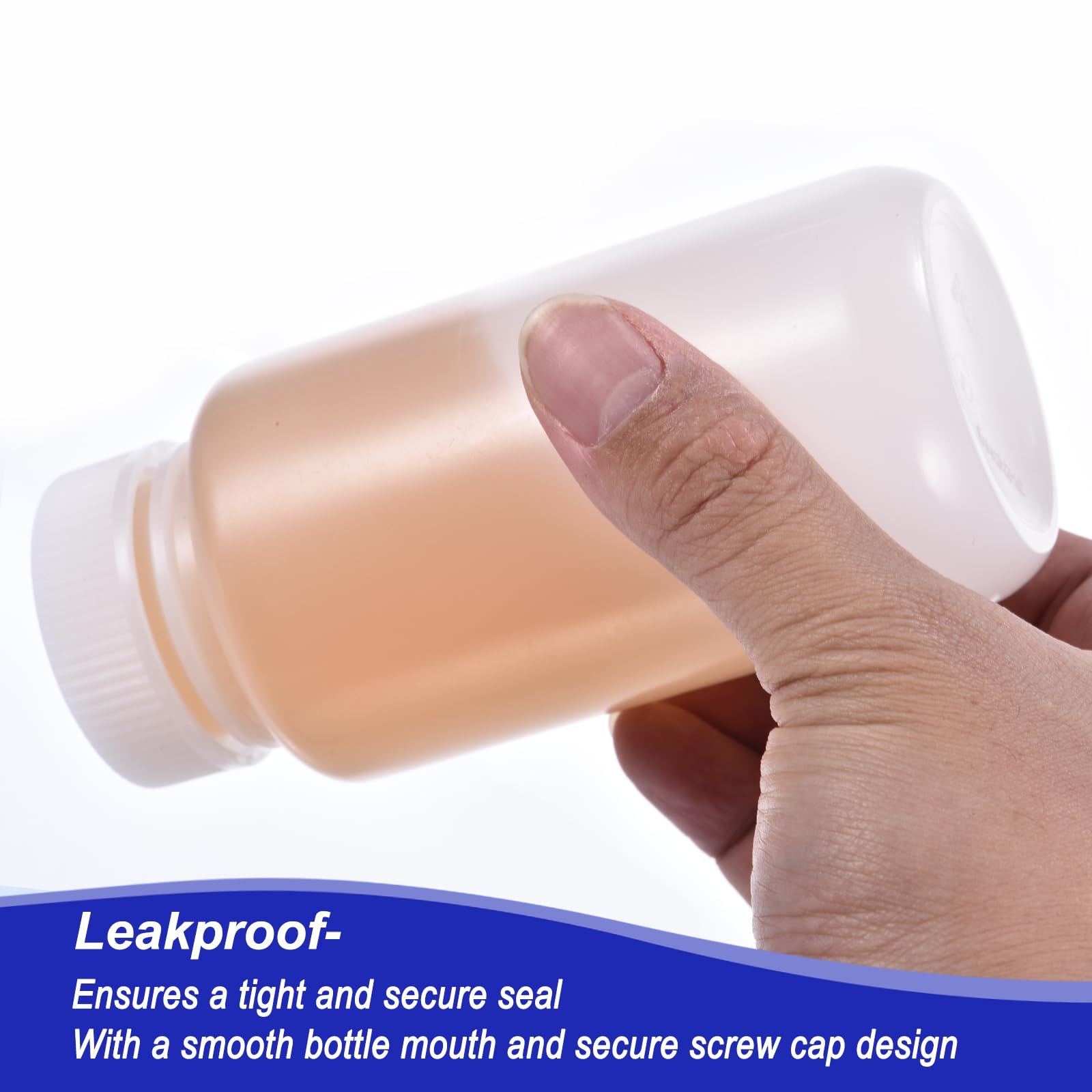 PATIKIL 84 Stück 250ml Reagenzflaschen, HDPE Weitmund Rundflaschen Mit Schraubverschluss Für Labor Wasser Reagenzien Flüssigkeiten Feste Proben Lagerung Dicht, Transparent Weiß