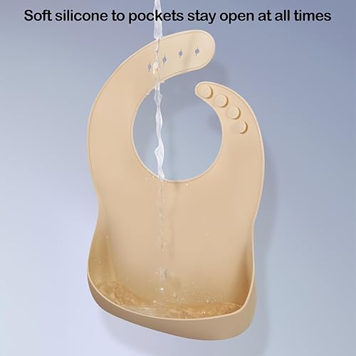 Miniatura 5 de Silicone Bibs for Babies Toddler Set of 3, BPA Free, Soft Adjustable Waterproof Bibs for Feeding Essentials