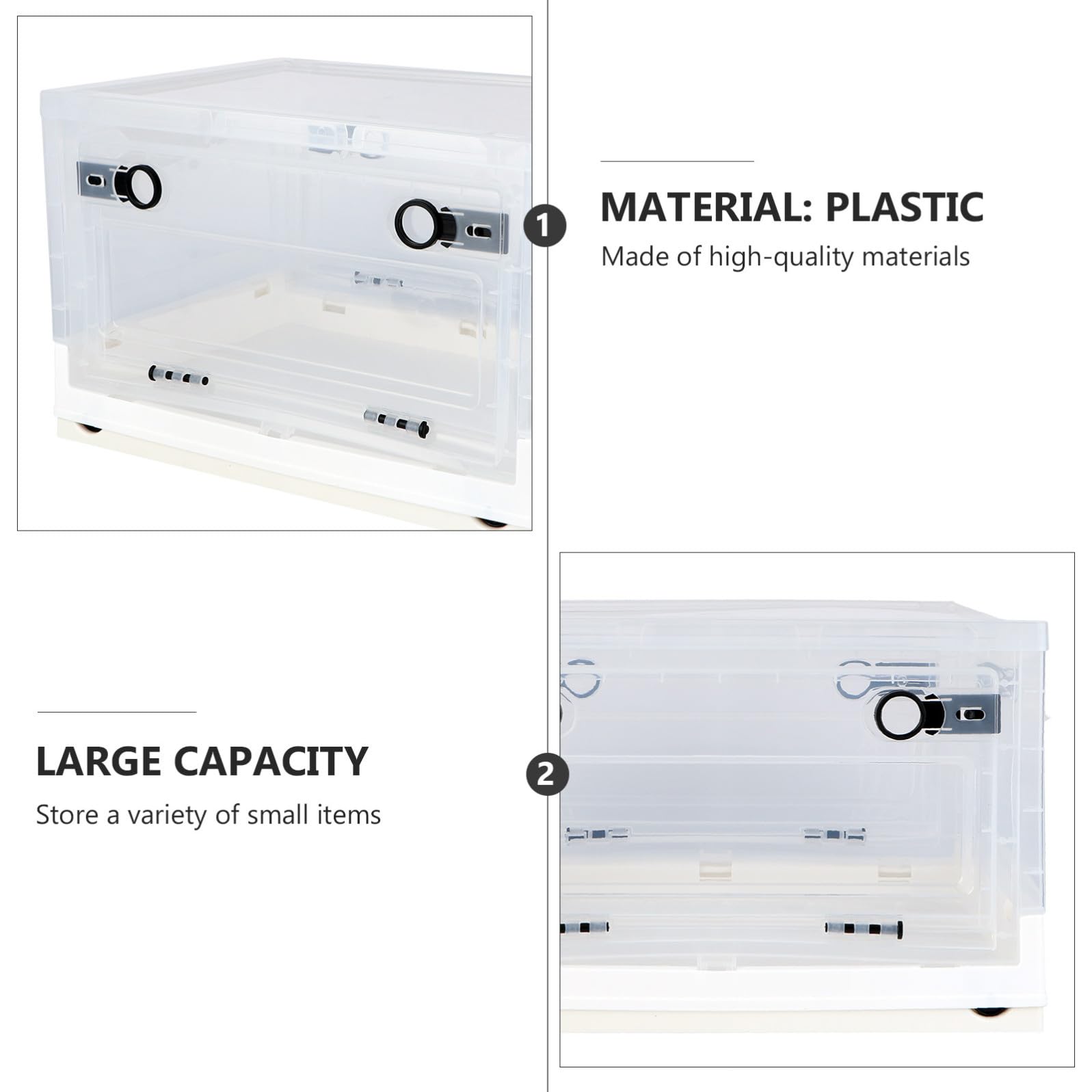 Mipcase Caja de Almacenamiento Pequeña Caja de Almacenamiento Multifunción Plegable Tapa, Plástico, Blanco para Libros y Ropa, Dormitorio y Aula