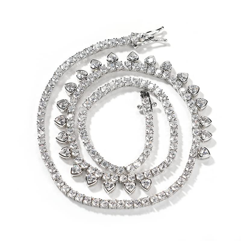 18K Gold Moissanite Tennis Necklace, Chunky Paperclip Link Cuban Choker, Elegant Jewelry Gift for Him