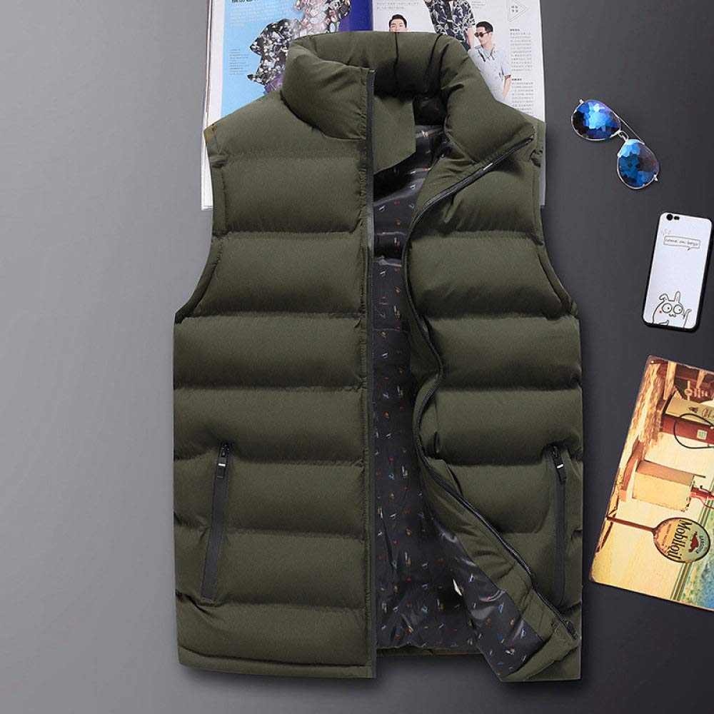 Daunenweste Herren - Herrenjacke In Übergröße, Lässige Ärmellose Weste, Modische Weste Mit Stehkragen, Armeegrüne Jacke, Winddichte, Warme Winterweste Für Männer, Studenten, Jugendliche, Jung