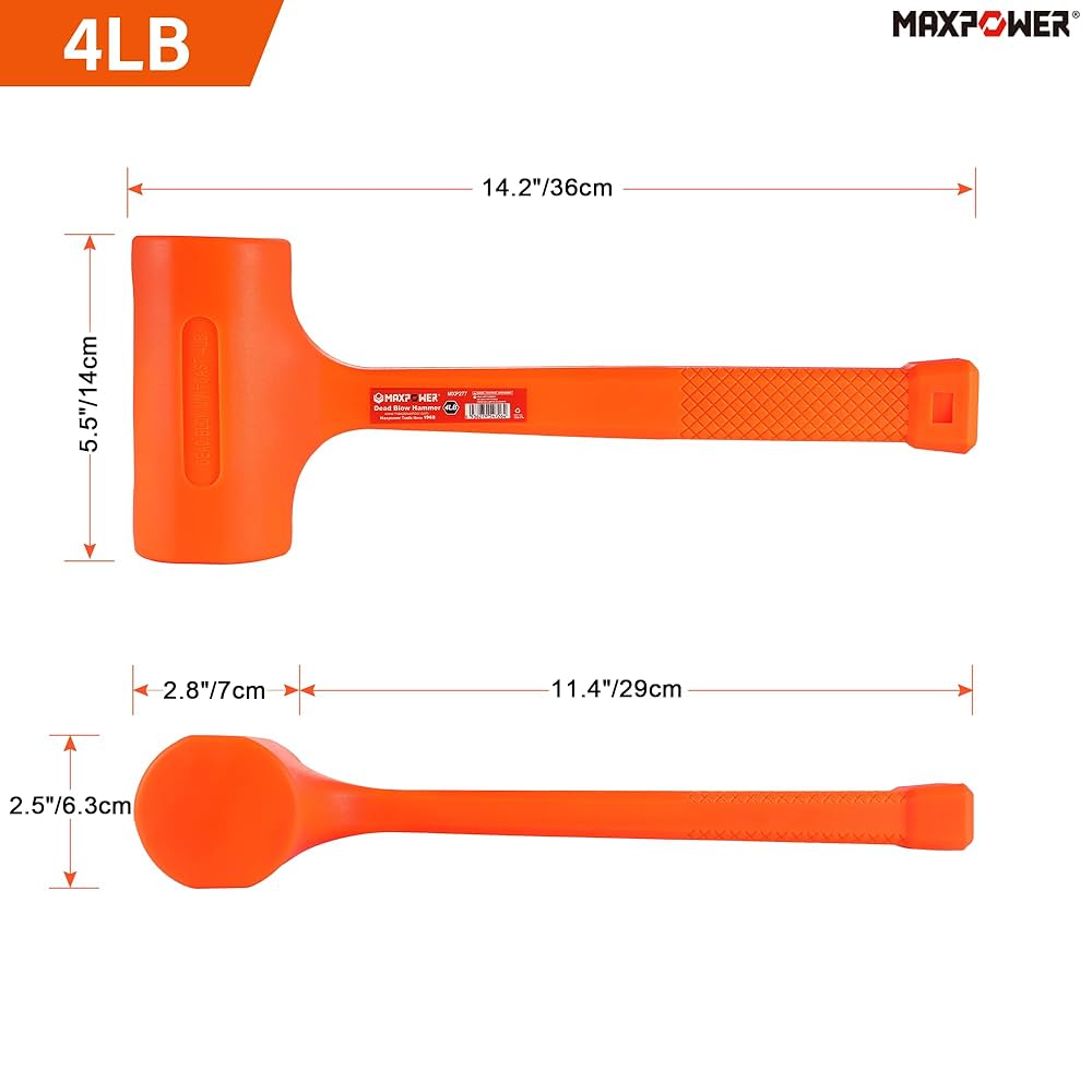 MAXPOWER Dead Blow Hammer, 4LB Dead Blow Mallet with