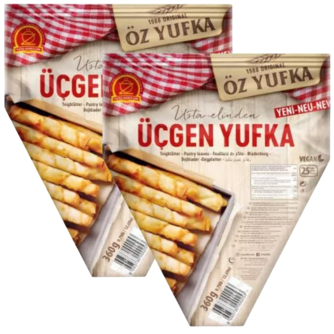 OZYUFKA Feuilles de pâte triangulaires – Souples, Prêtes à farcir, Polyvalentes | Origine Turquie | Idéales pour bricks, böreks et samoussas – Poids net 360 g, 2 Paquets
