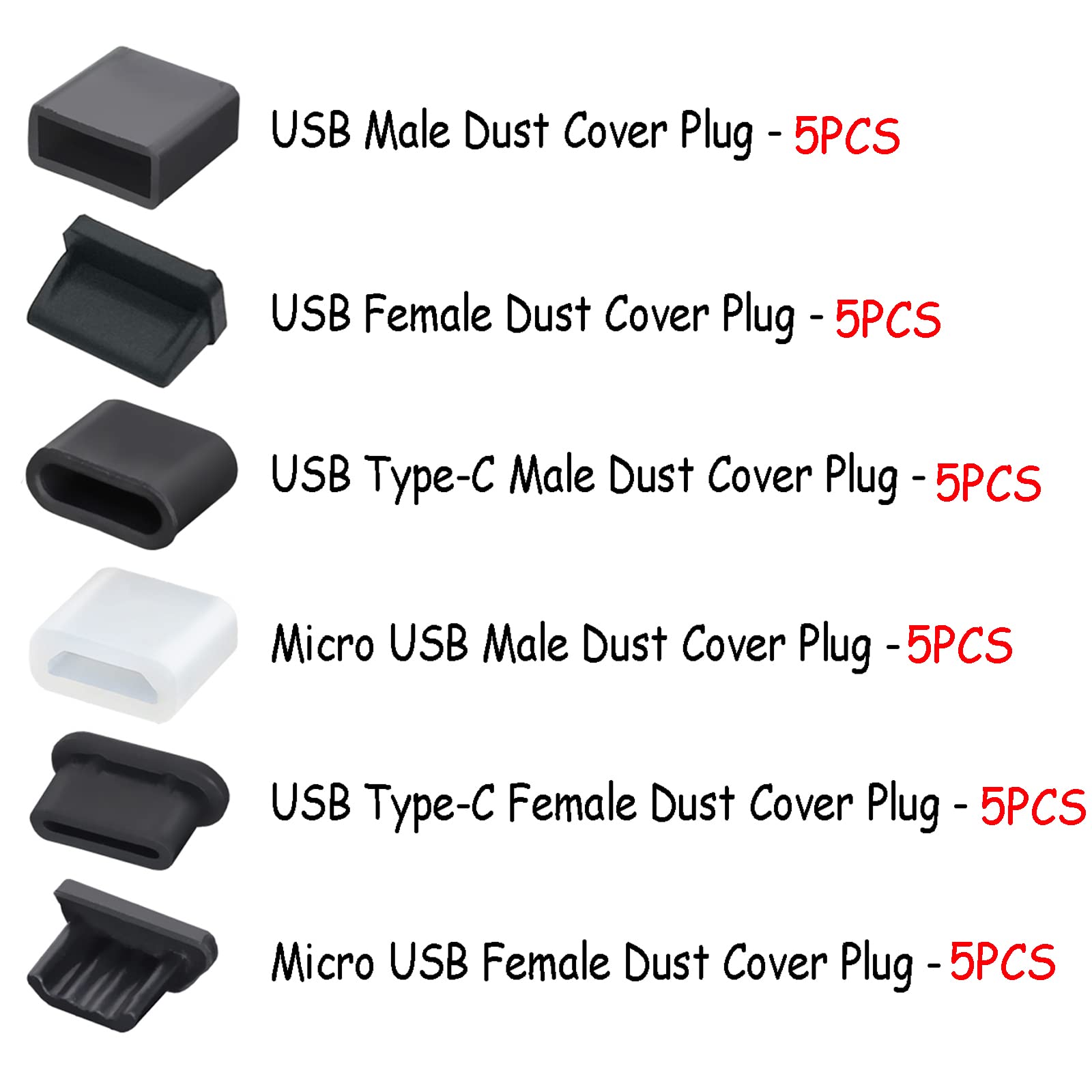 60 Tapones Antipolvo Para Puerto USB Tipo-C - De Silicona, Compatibles Con Móviles Y Portátiles