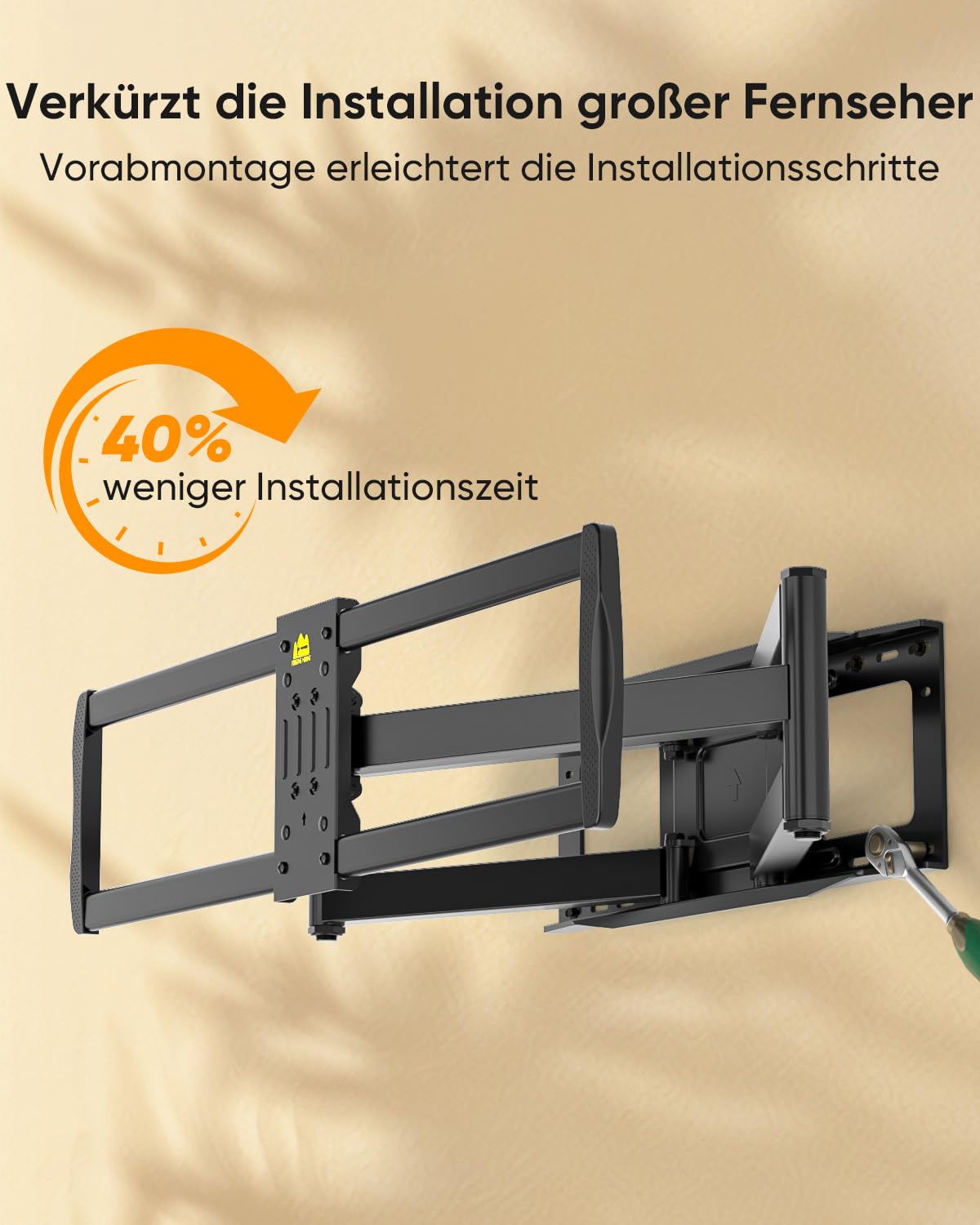 FORGING MOUNT TV Wandhalterung für 60–120 Zoll Fernseher bis zu 125 kg | Doppelarm mit 1090 mm Auszug, Schwenkbare Neigbare TV Halterung Vollbewegung, Max. VESA 900x600mm, für extra Starke XXL TV