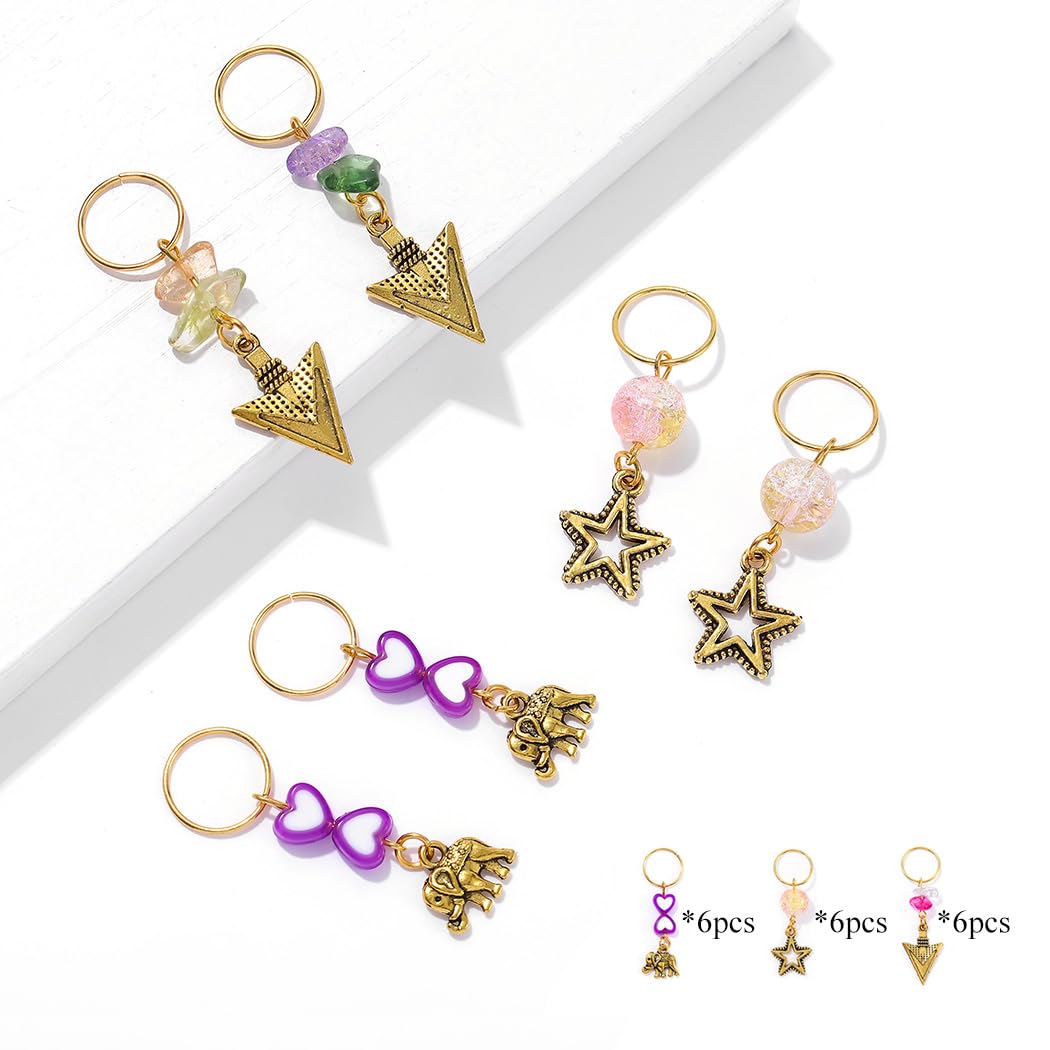 Formery Loc Haarringe – 9-teiliges Set Mit Schmetterling, Herz & Strass, Goldfarben Für Dreadlocks