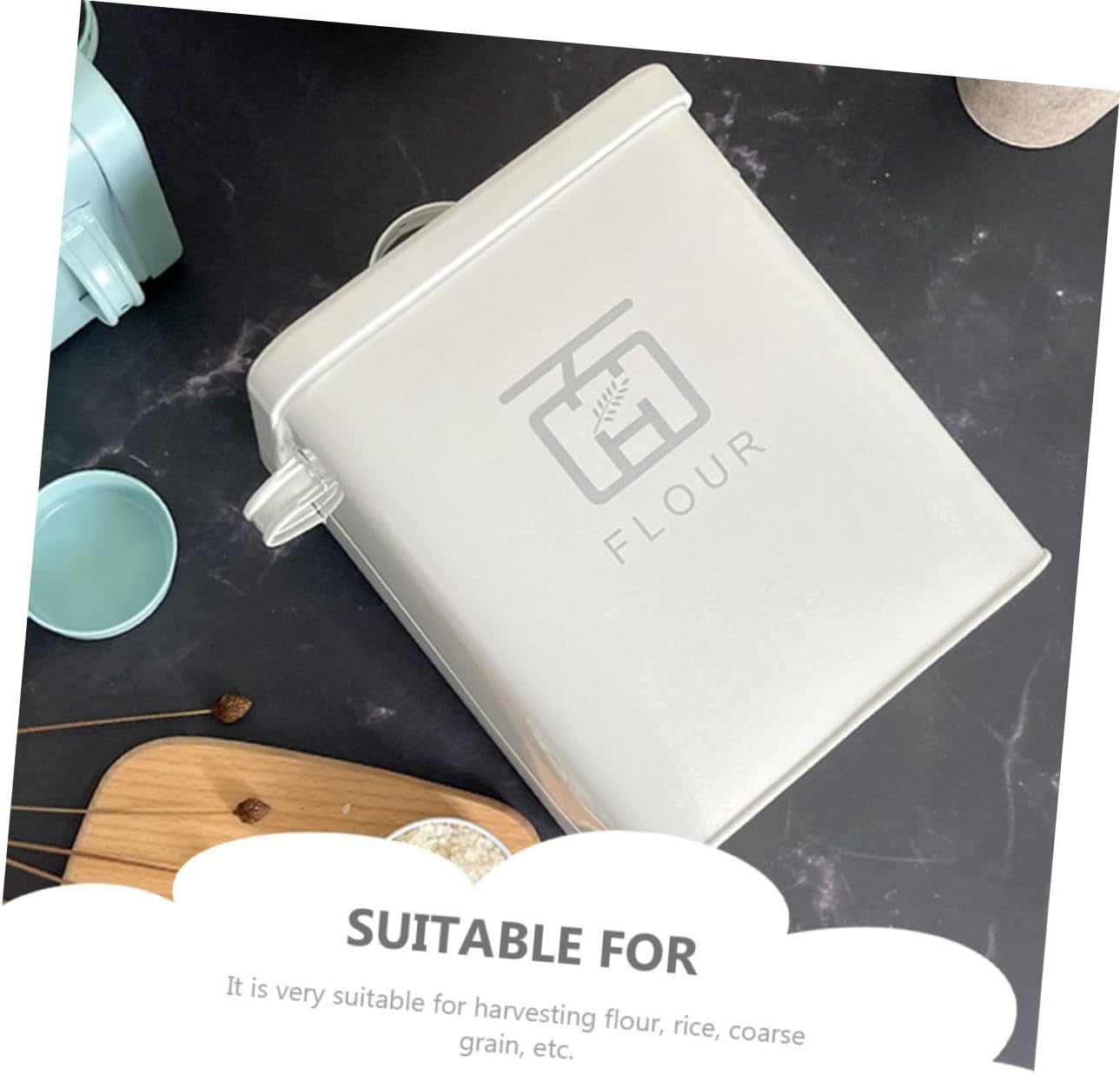 PRETYZOOM Airtight Iron Flour Storage Bucket with Lid 5kg Household Rice Container for Kitchen Pantry Moisture-proof Food Organizer