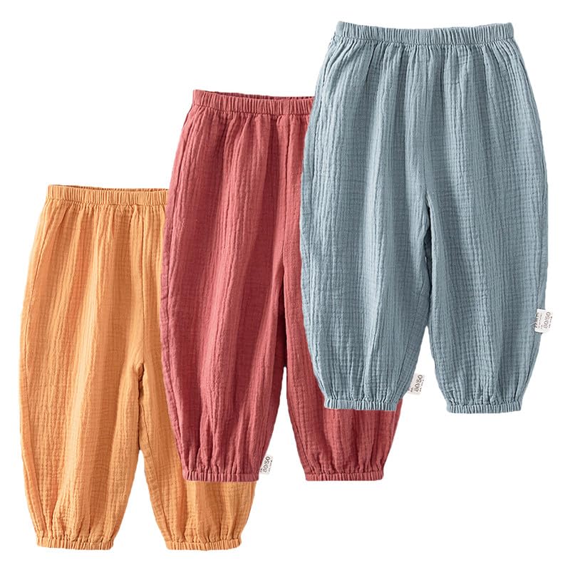 JUIYNIZT 3er Pack Baby leichte Lange Hose Bloomers Baumwolle Klimahose Jungen Mädchen Sommerhose(C, 74/80