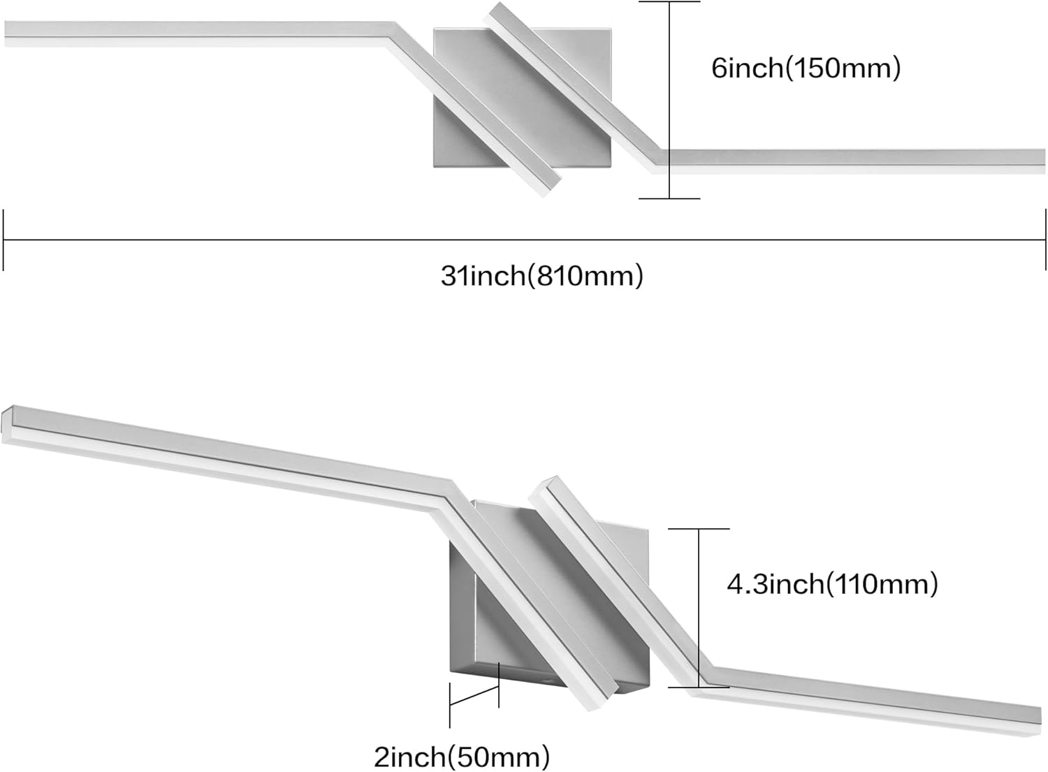 ZUZITO 32 inch Modern Vanity Lights for Bathroom Nickel Bathroom Light Fixtures Dimmable LED Light for Restroom 6000K Cool White