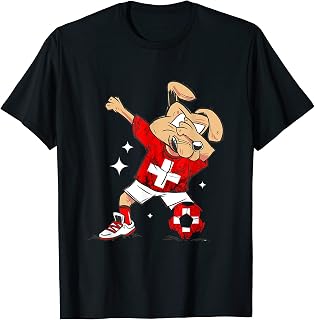 Swiss Flag Dabbing Dog Swiss Football Team Switzerland T-Shirt for Men Women Kids