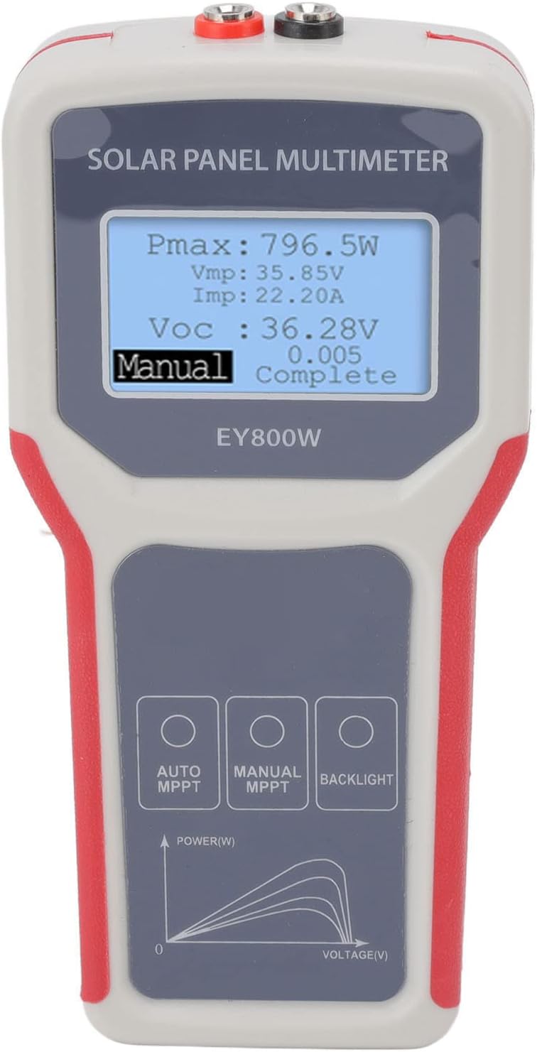 Solar Panel Tester, Digital Multimeter with Ultra Clear LCD, Solar Photovoltaic Panel MPPT Multimeter Open Circuit Voltage Troubleshooting Utility Tool for Photovoltaic Panel Smart Solar PV Testing