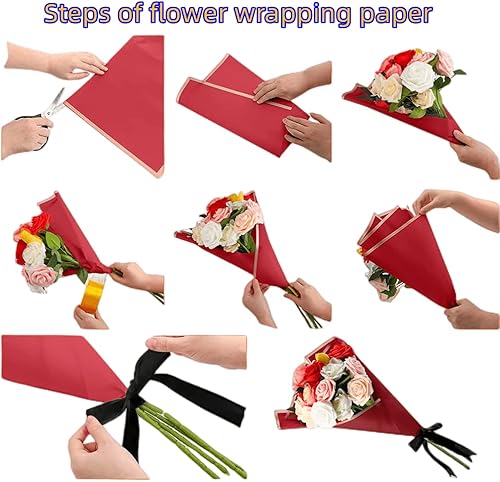 Miniatura 3 de TONGMAN 20 piezas de papel de regalo de flores de color puro, suministros de ramo de floristería, manualidades, adecuado para todos los festivales,