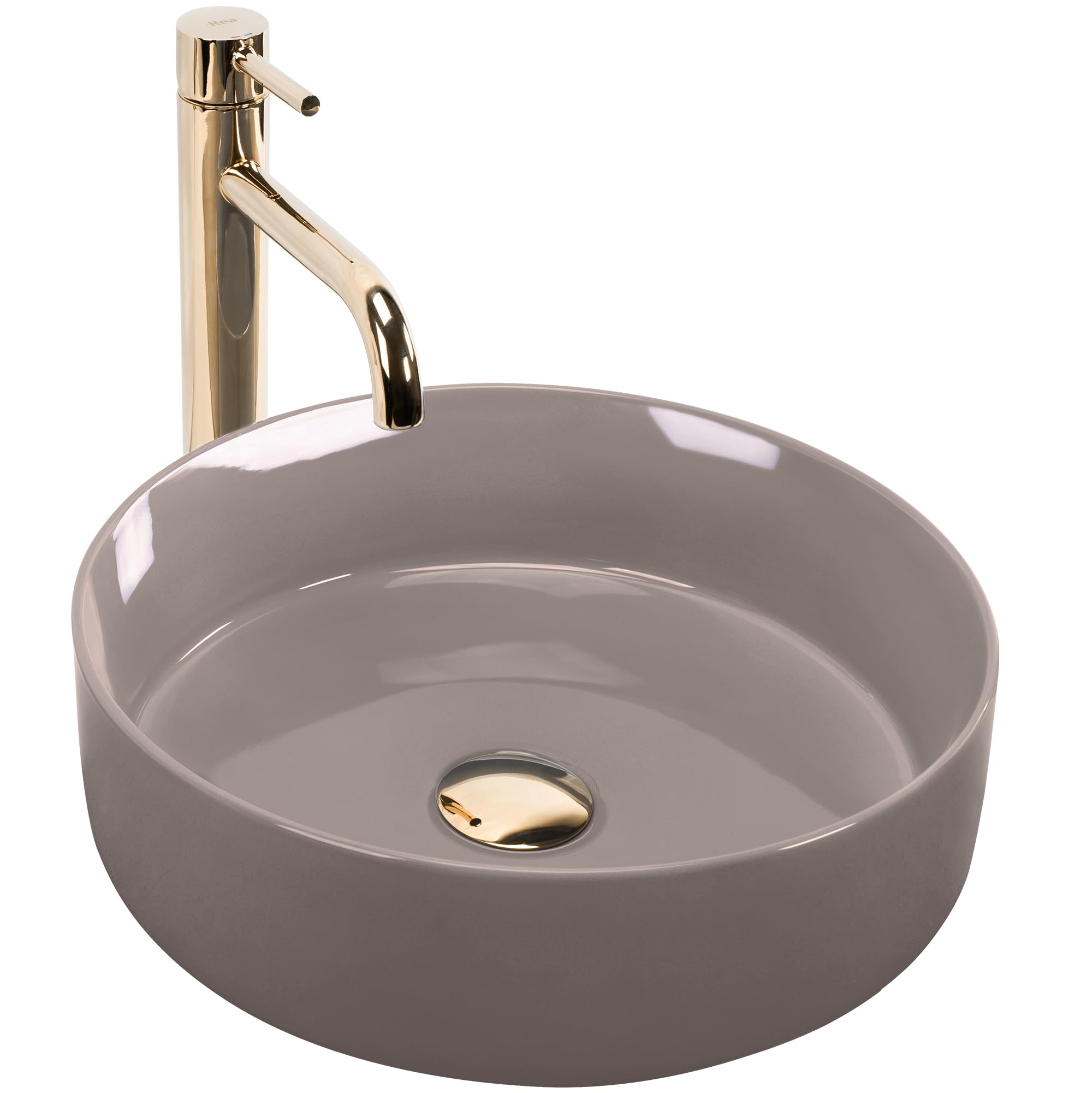 Lavabo Sobre Encimera Rea Sami Shiny Beige