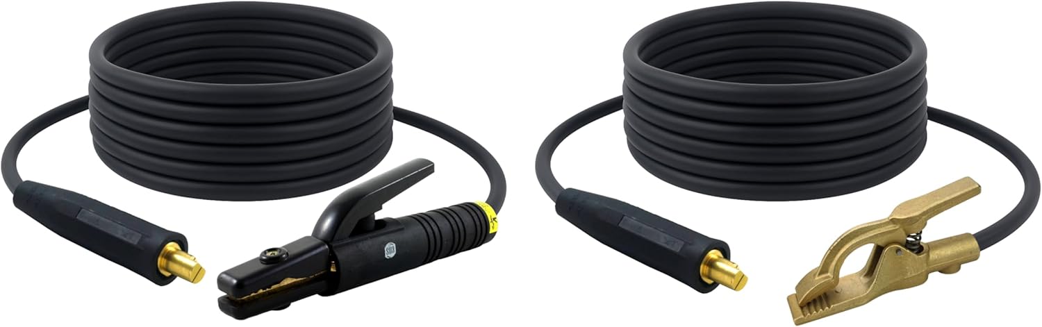 SÜA - 200 Amp Welding Leads Assembly Set - Terminal Lug Connector - #2 AWG Cable (15 FEET Each Lead)