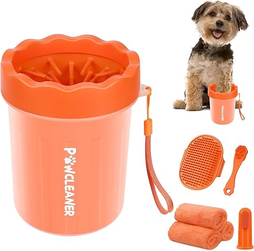 Miniatura 10 de Limpiador profesional 7 en 1 de patas de perro para perros y gatos, incluye 1 lavadora de patas portátil, 1 cepillo de baño, 2 cepillos de dientes