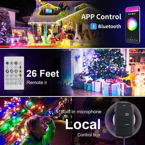 FrankEver Smart Light String Indoor Outdoor Decor Light, Bluetooth LED RGB Ball Lights with App and Remote Control, IP65 Waterproof, 10M 66 LEDs, 54 Scene Modes 4 Music Modes, for Garden Balcony Party