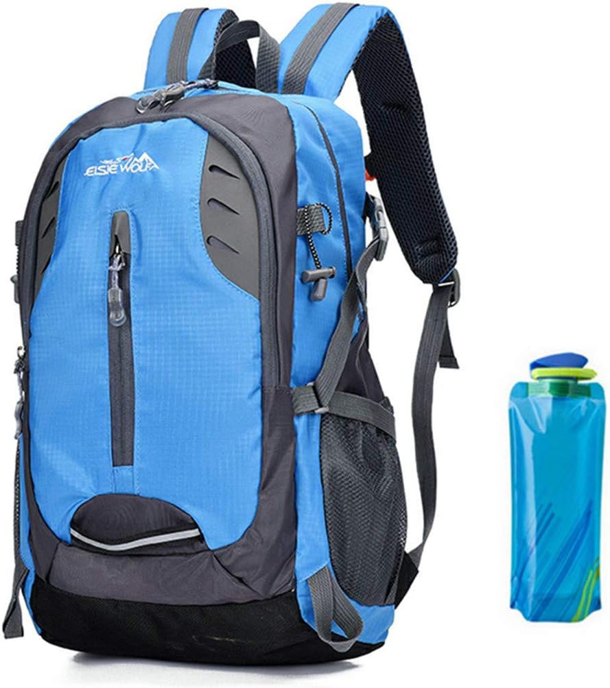 A AM SeaBlue Hiking Backpack 30L Trekking Rucksack Waterproof Outdoor Climbing Camping Mountaineering Daypack Lightweight Travel Laptop Bag For Mens Women with Water Bottle