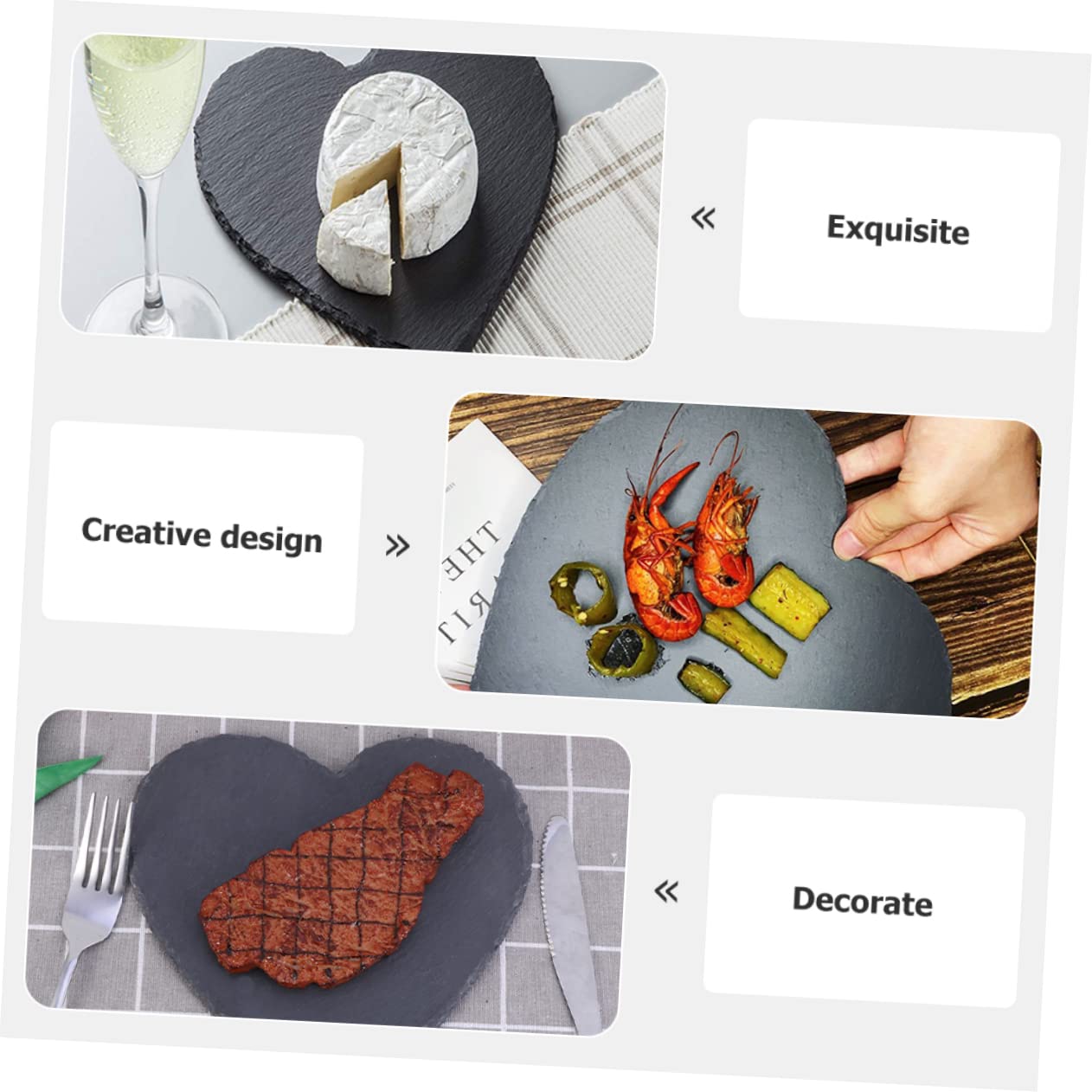 OUNONA 2 piezas Plato de Servir Forma de Pizarra Natural para Postres Ensaladas y Sushi Ecológico y Decorativo