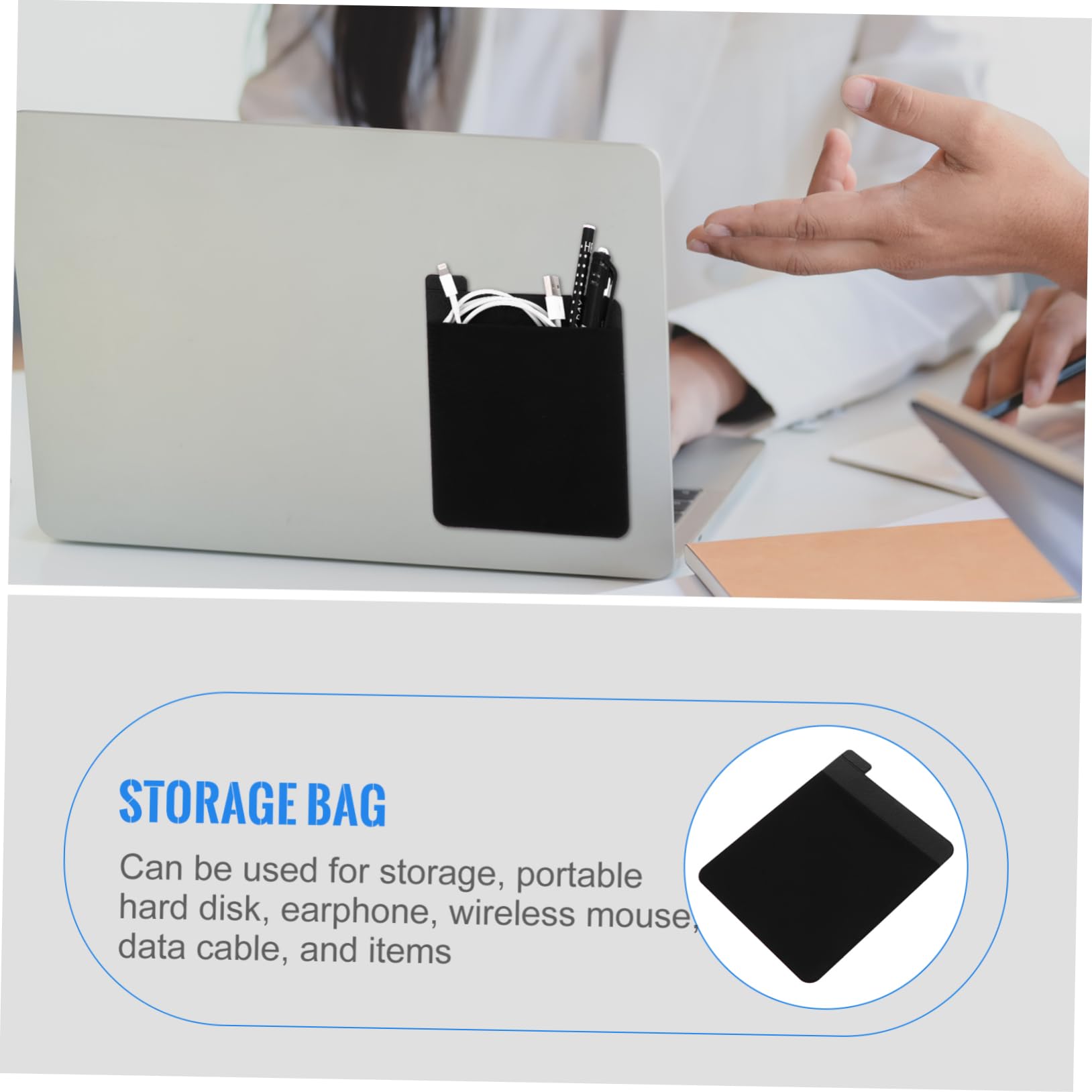 SHINEOFI Borsa Adesiva Per Laptop e Tablet Realizzata in Pelle Buona Qualità Elastico Per Contenere Accessori Come Mouse Wireless Custodie Per Disco Rigido Esterno e Borse Per Cuffie