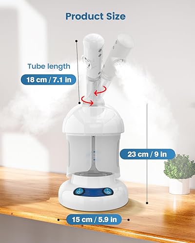 Miniatura 5 de Vaporizador facial de escritorio  Kingsteam Nano Ionic Face Steamer con brazo giratorio extensible de 360, hidratar, quitar puntos negros,