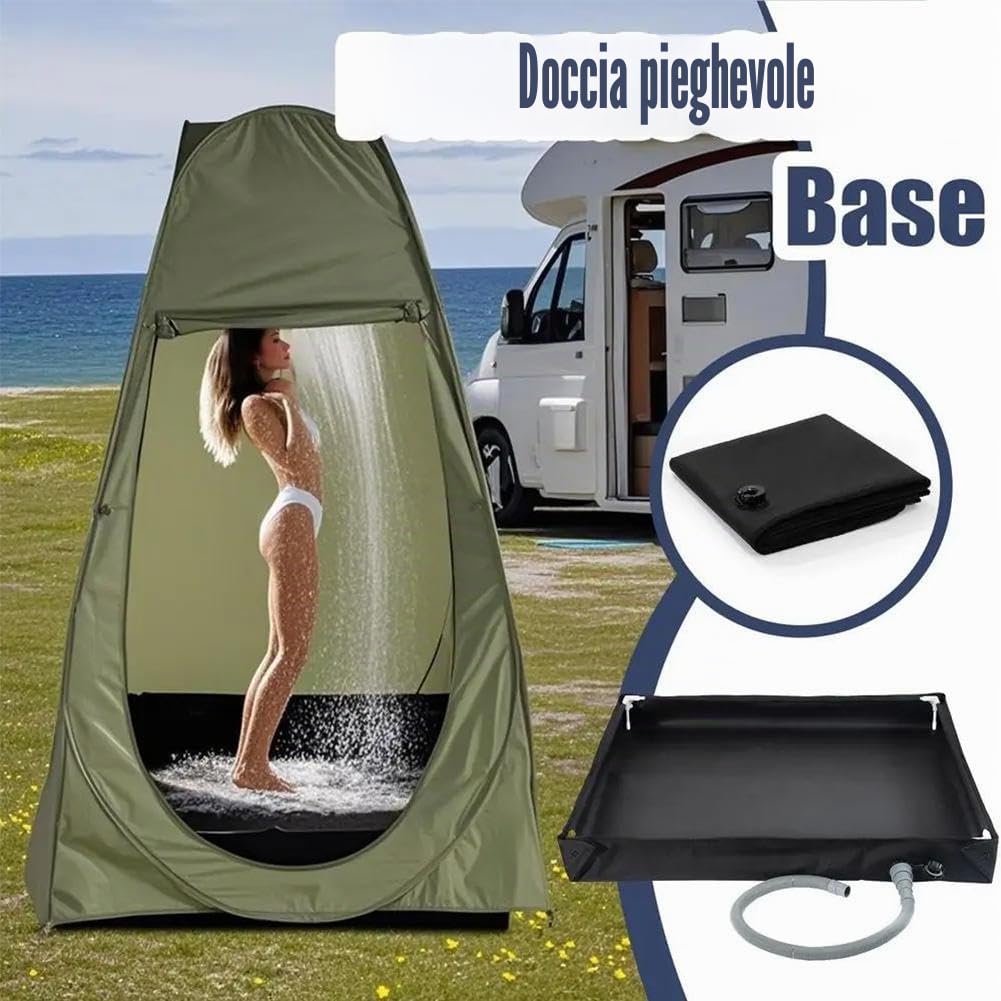 Piattaforma Doccia Portatile Aggiornata, Base Doccia da Campeggio Pieghevole 2-in-1 con Tubo di Scarico, Base Doccia Esterna, Tappetino Doccia da Campeggio per Campeggio, RV, Esterno, Interno e Box