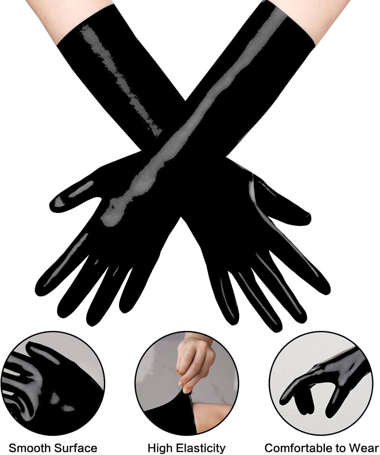 Short Latex Gloves Black Costume Gloves for Cosplay Party - Image 3