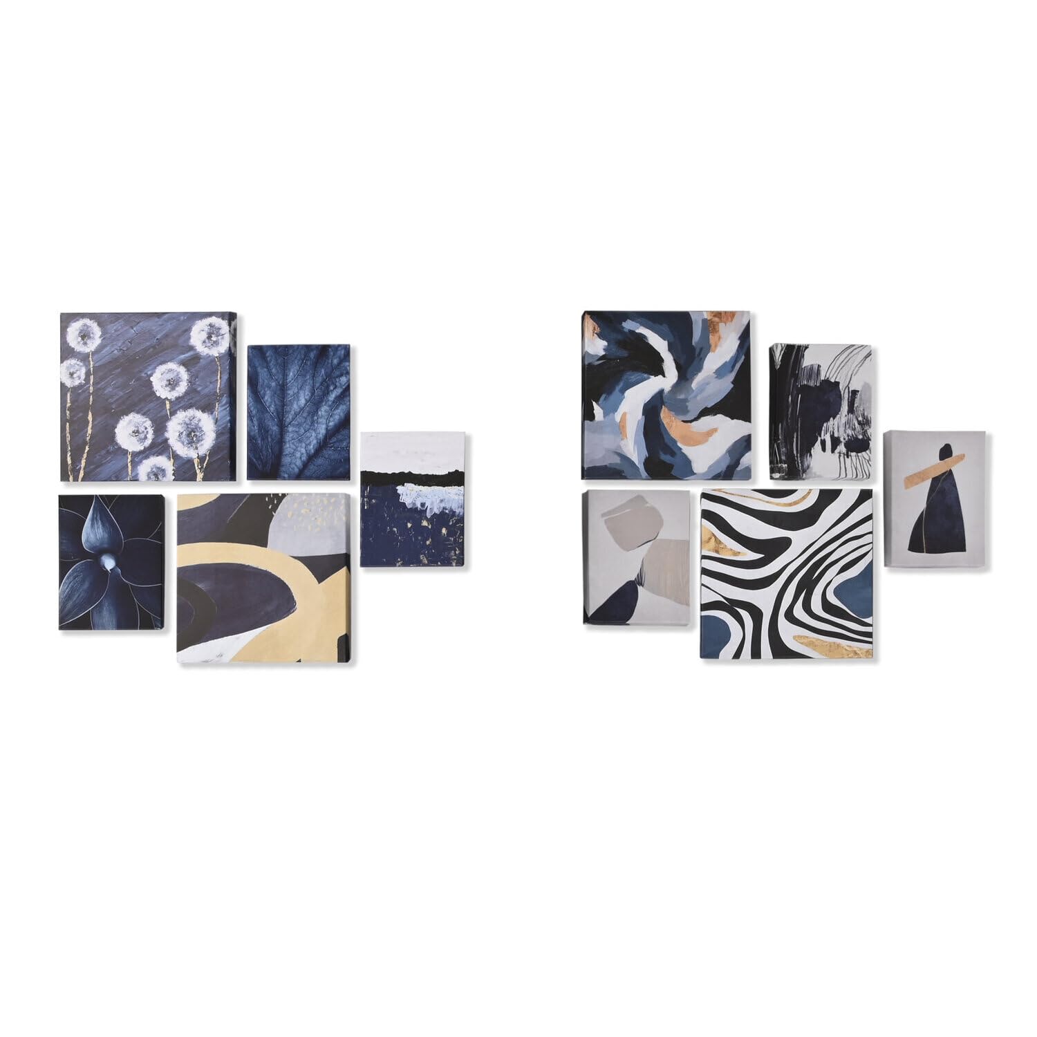 Tableau abstrait lot de 5 toiles carrees 25x25 cm decoration murale interieure moderne
